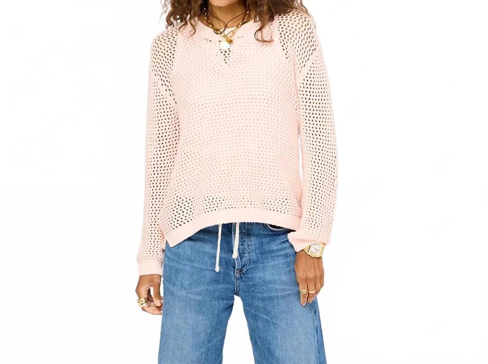 NEW KERRI ROSENTHAL women's catch open stitch sweater in shell pink